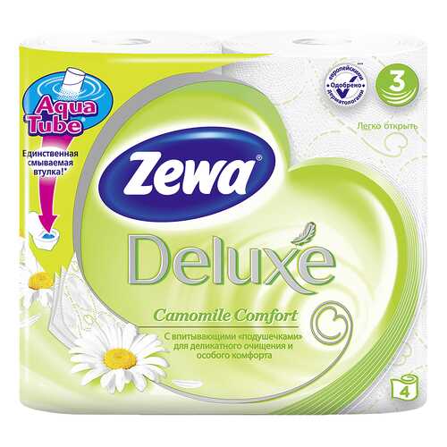 Туалетная бумага Zewa Deluxe Ромашка, 3 слоя, 4 рулона в L’Occitane